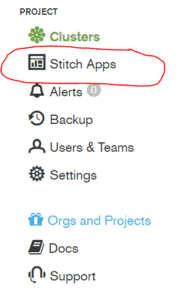 1. Seleccionar Stitch Apps en el menú del proyecto