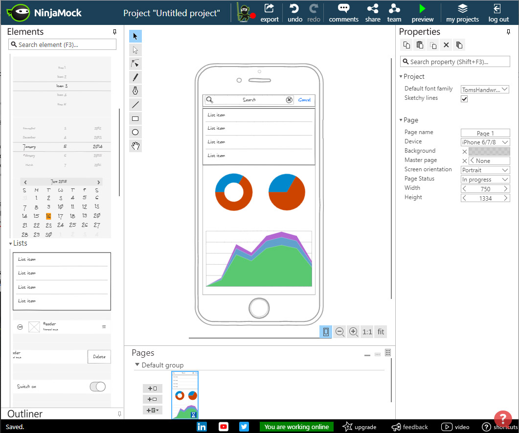 mock up de aplicación móvil