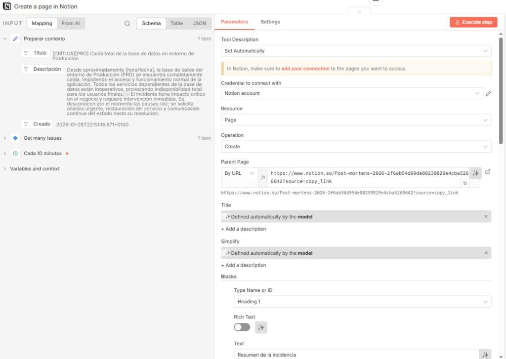 conectar la página padre a Notion