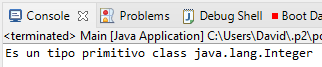 Ejemplo de comprobacion de si un objeto en Java es primitivo o no, en el que es primitivo