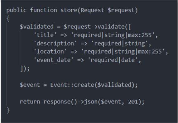 Crear un evento en API REST con Laravel