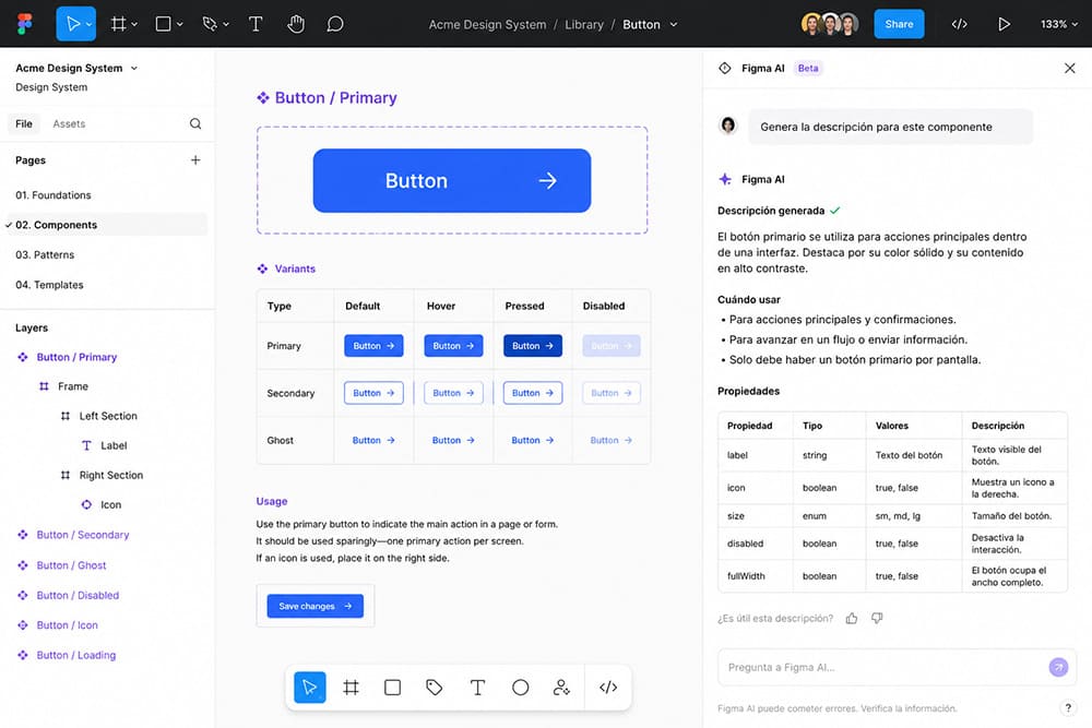 Figma AI descripciones