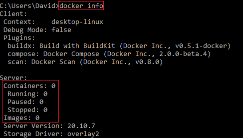Docker info