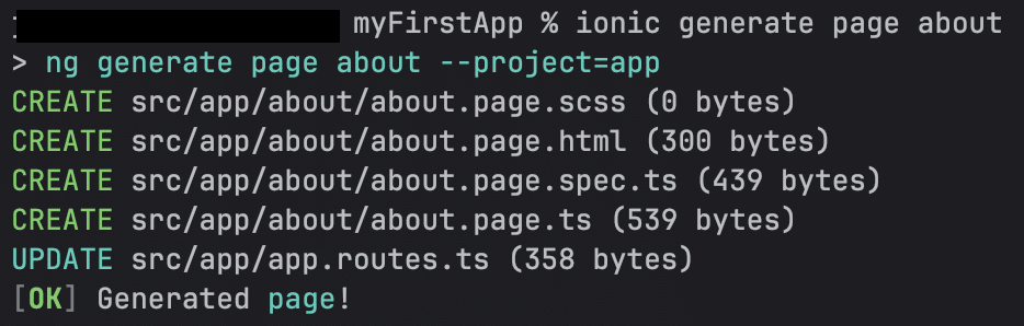 ionic generate page about