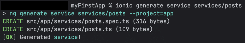 ionic generate service servicesposts