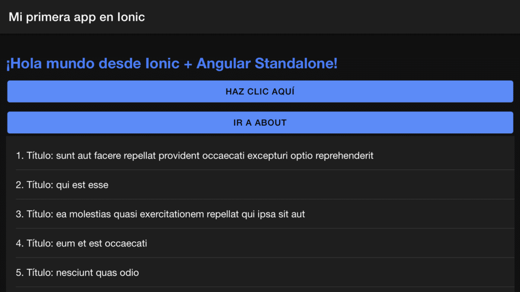 ver los cambios con la información de los posts obtenida de la API